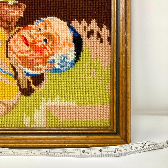 Large vintage framed cross stitch friar. - Picture 4 of 7